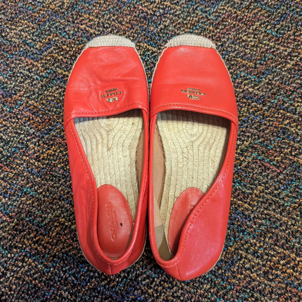 Coach leather orange shoes espadrilles